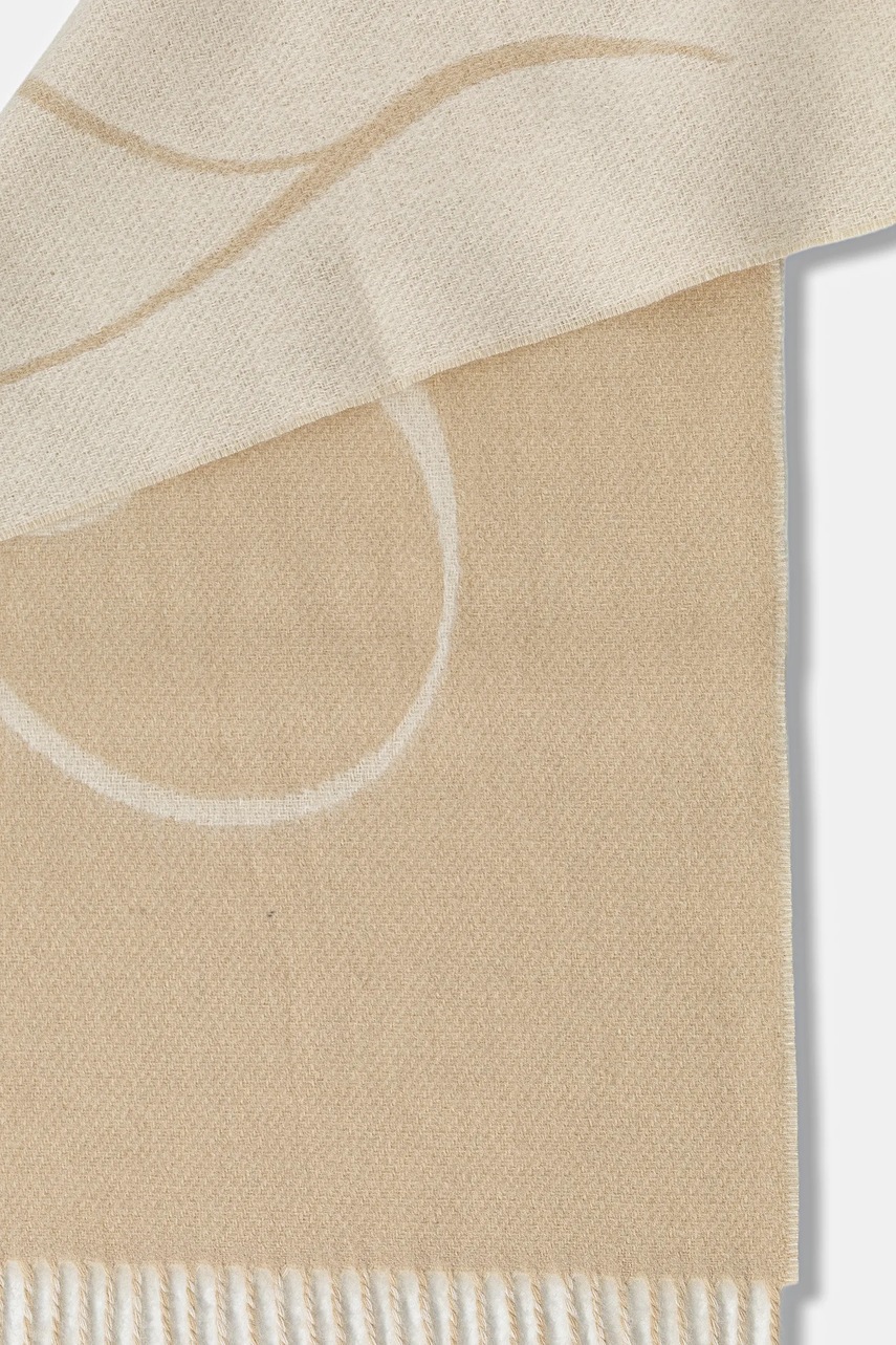 Шерстяной шарф Tommy Hilfiger цвет бежевый узор AW0AW17786