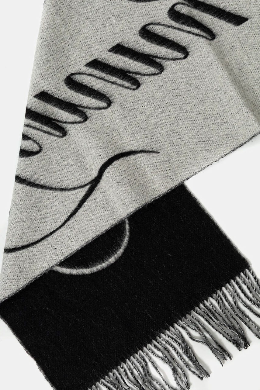 Шерстяной шарф Tommy Hilfiger цвет чёрный узор AW0AW17786