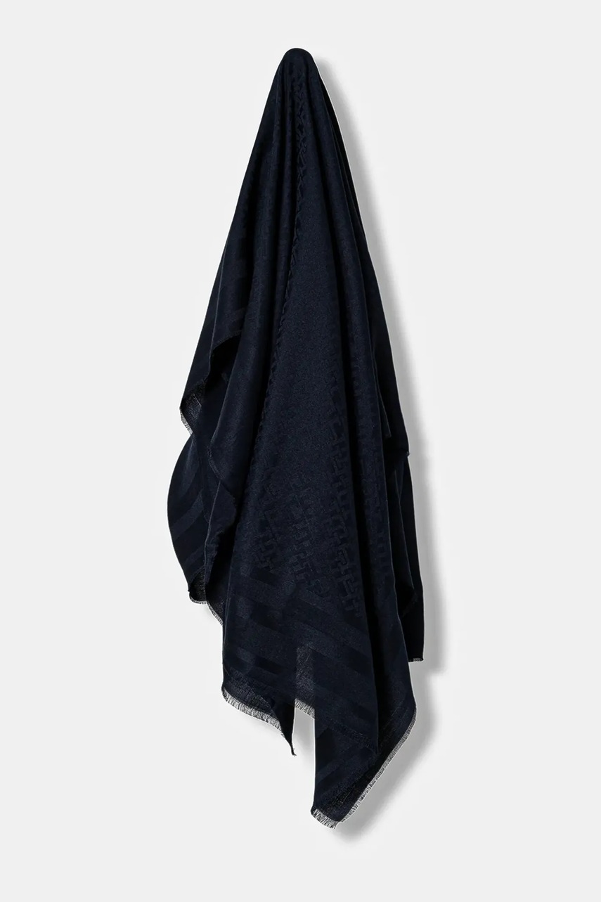 Levně Hedvábný šátek Tommy Hilfiger dámský, tmavomodrá barva, AW0AW17967