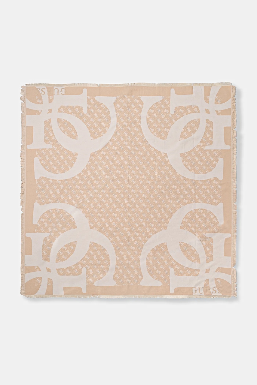 Levně Šála Guess dámská, béžová barva, vzorovaná, AW5418 POL03