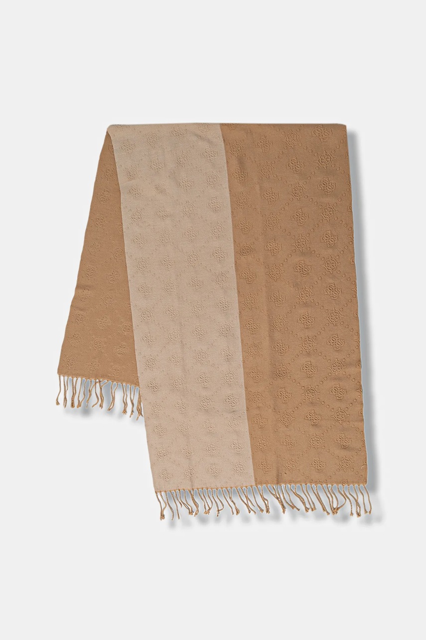 Levně Šála Guess dámská, hnědá barva, vzorovaná, AW5419 POL03