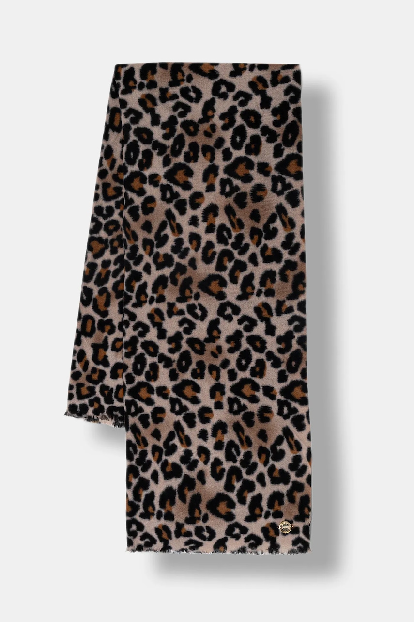 Levně Šála Guess DOMITILLA dámská, béžová barva, vzorovaná, AW5409 POL03