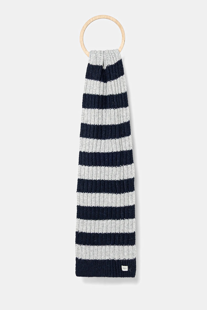 Pepe Jeans fular culoarea bleumarin, cu imprimeu, PL0600003