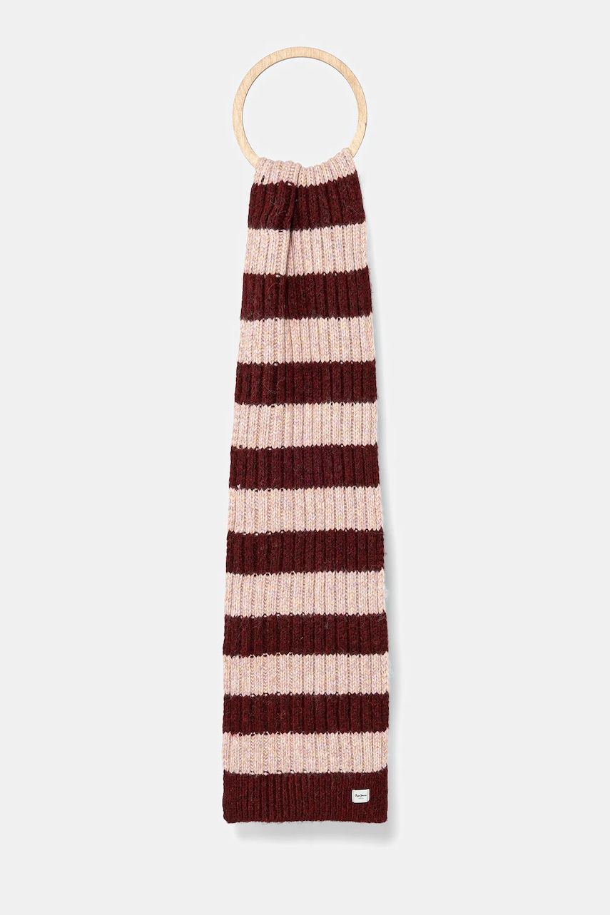 Pepe Jeans fular culoarea bordo, cu imprimeu, PL0600003