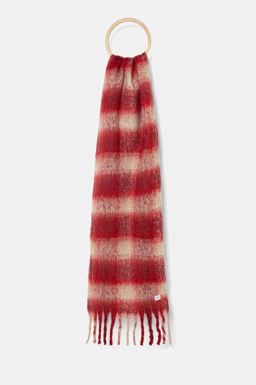 Pepe Jeans fular culoarea bordo, cu model, PL1100002