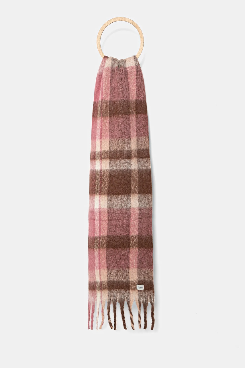 Pepe Jeans fular culoarea roz, cu imprimeu, PL1100011