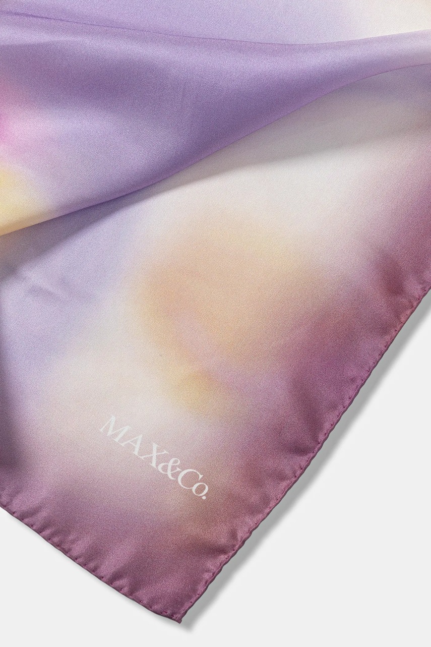 Шелковый платок на шею MAX&Co. цвет фиолетовый узор 2526546046200