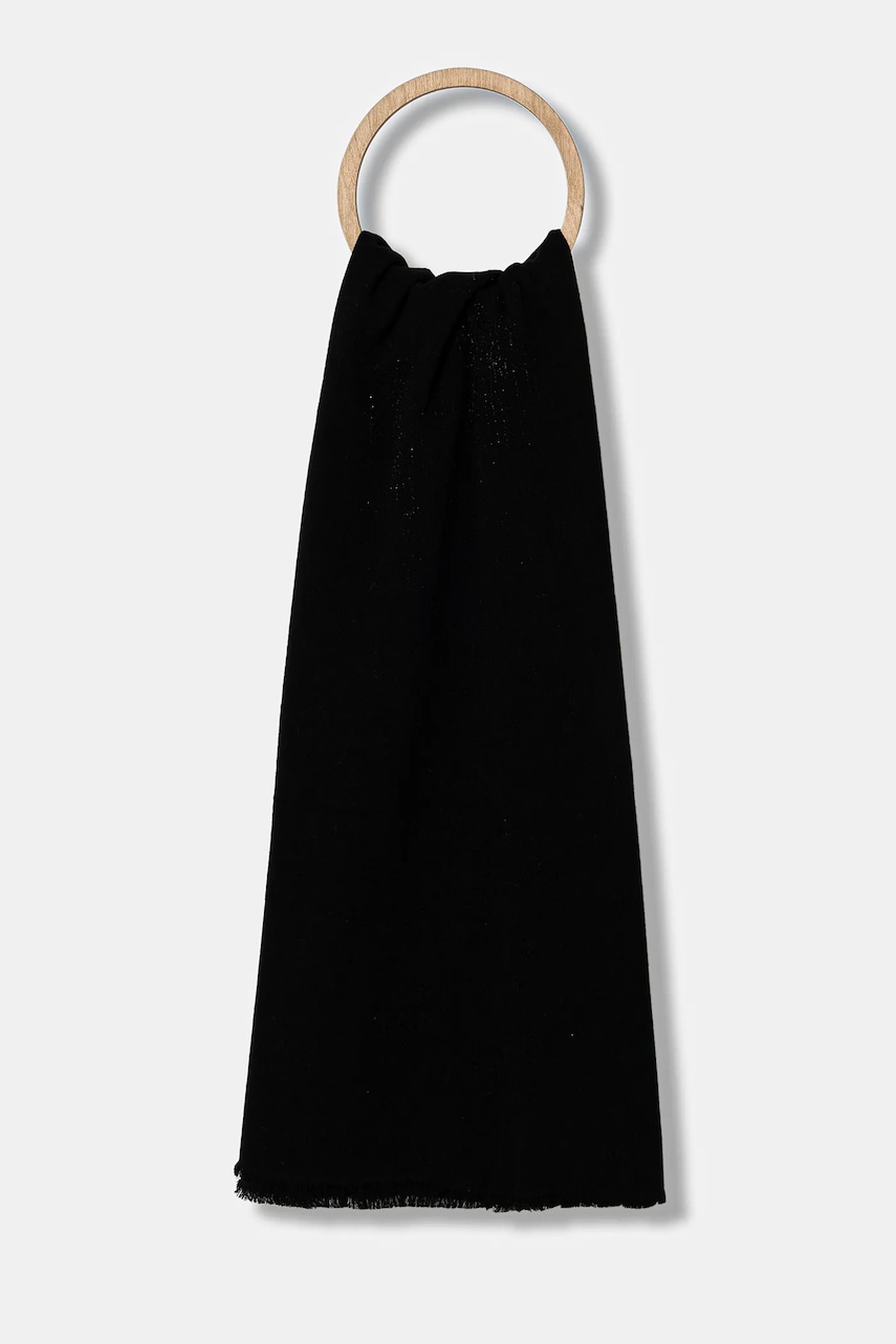 BOSS eșarfă cu lână culoarea negru, uni, 50558638