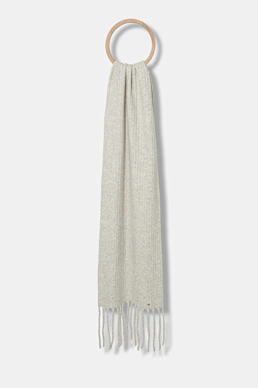 Levně Šála Tommy Hilfiger dámská, béžová barva, hladká, AW0AW17793