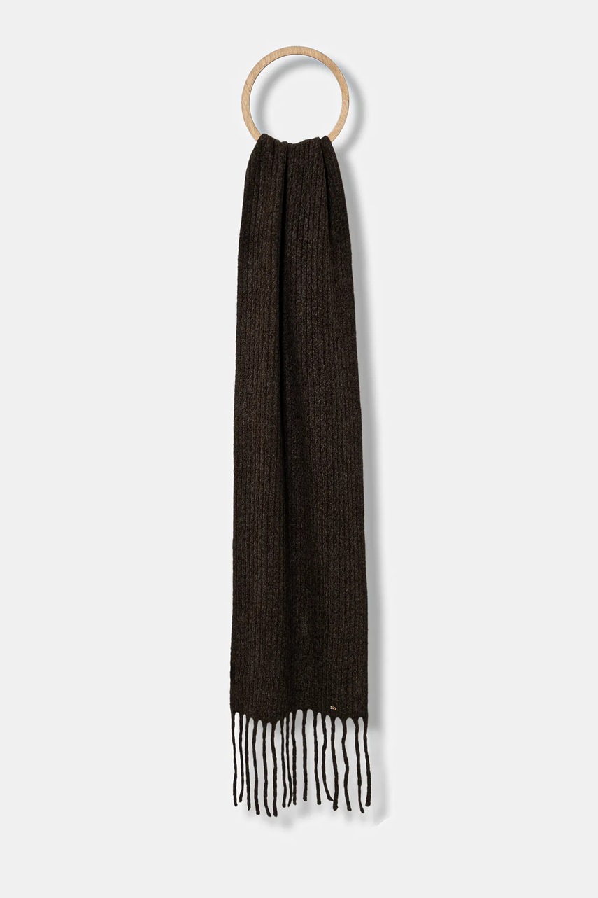 Levně Šála Tommy Hilfiger dámská, hnědá barva, hladká, AW0AW17793