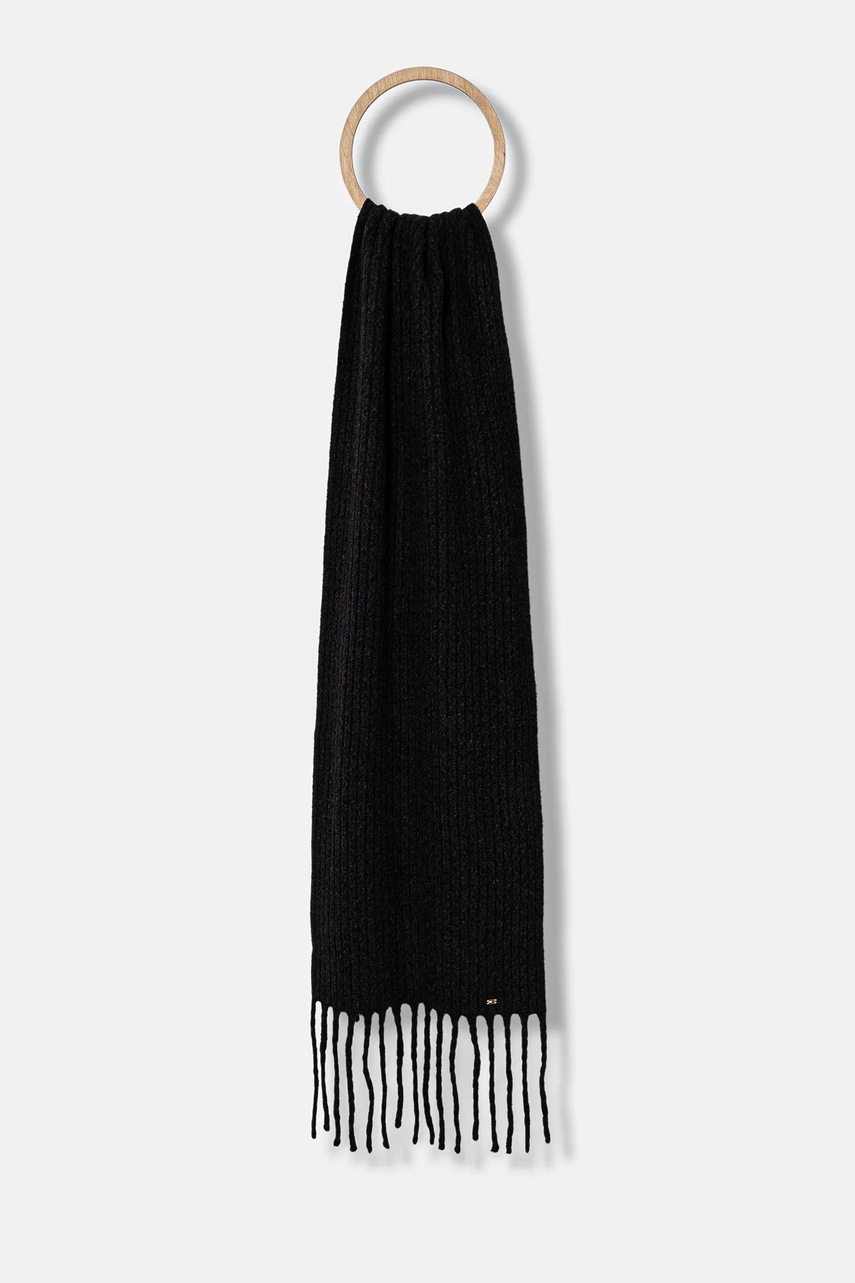 Levně Šála Tommy Hilfiger dámská, černá barva, hladká, AW0AW17793