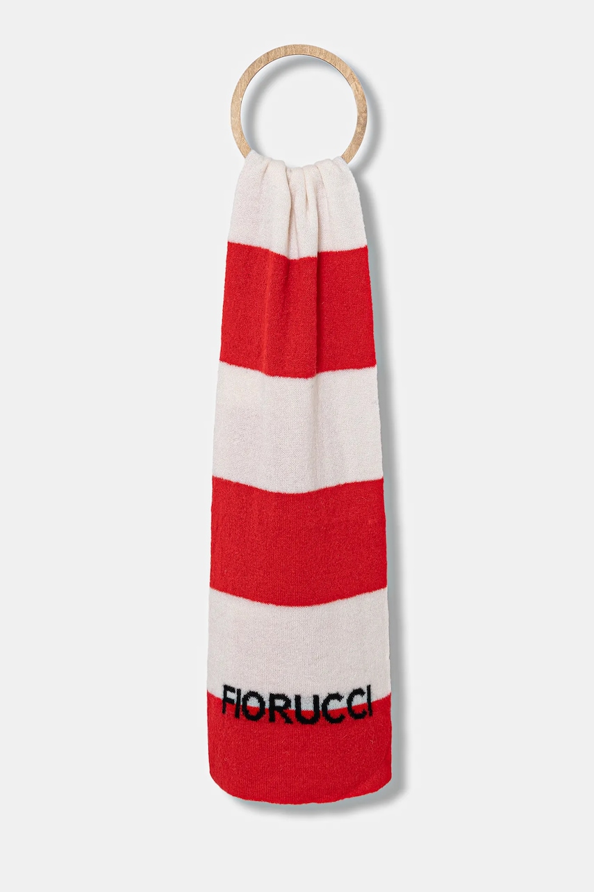 Levně Vlněná šála Fiorucci Logo Alpaca dámská, červená barva, vzorovaná, W02FPASC470KN11RD02