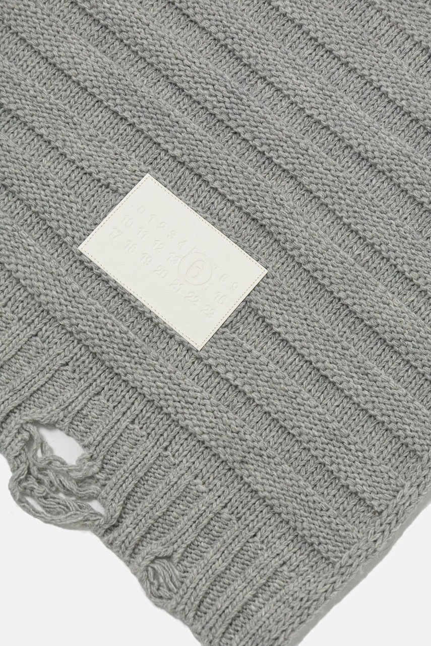 Шерстяной шарф MM6 Maison Margiela цвет серый однотонная S52TE0054.M13040.857M