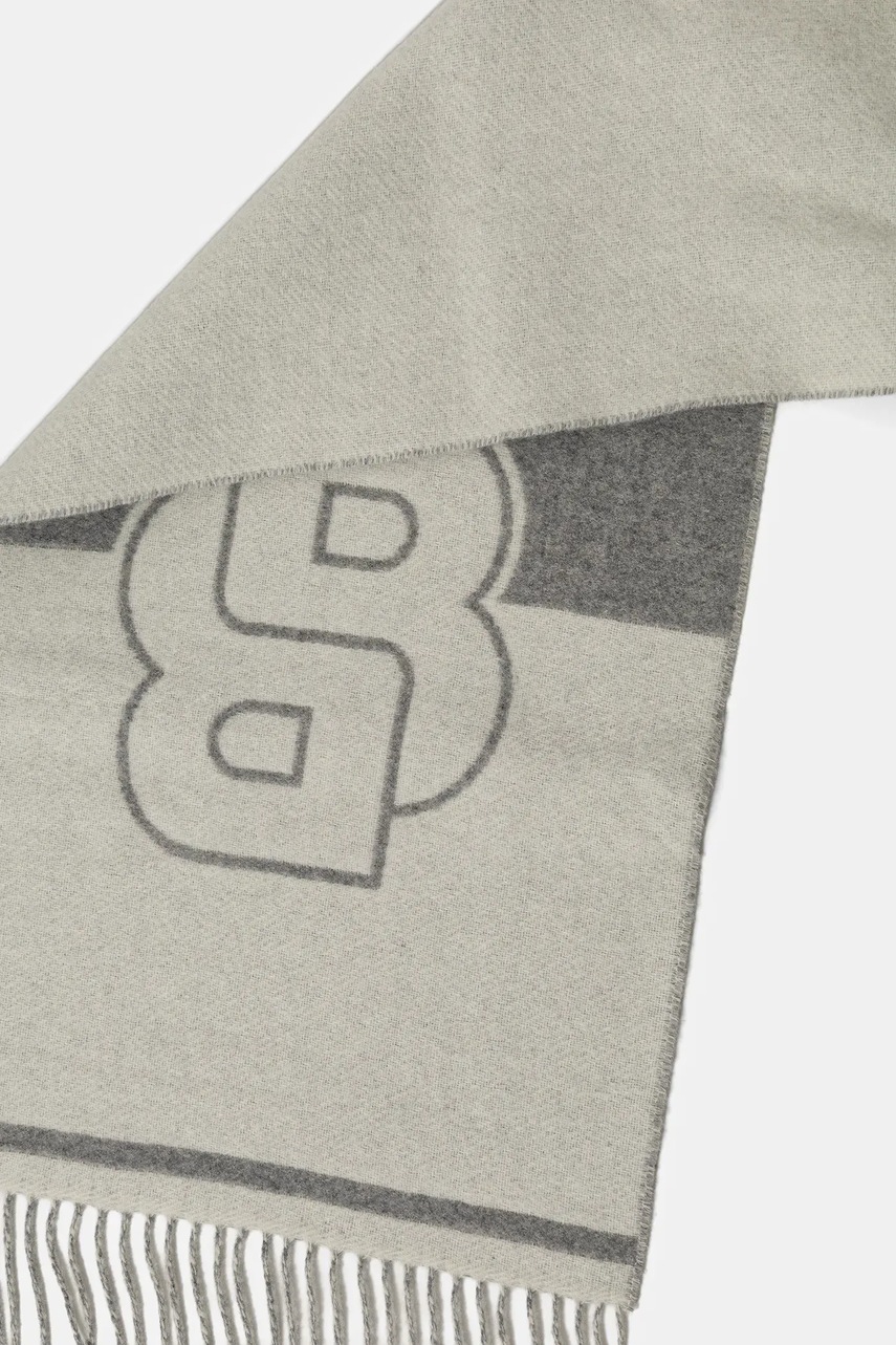 Шарф с шерстью BOSS цвет серый узор 50533865