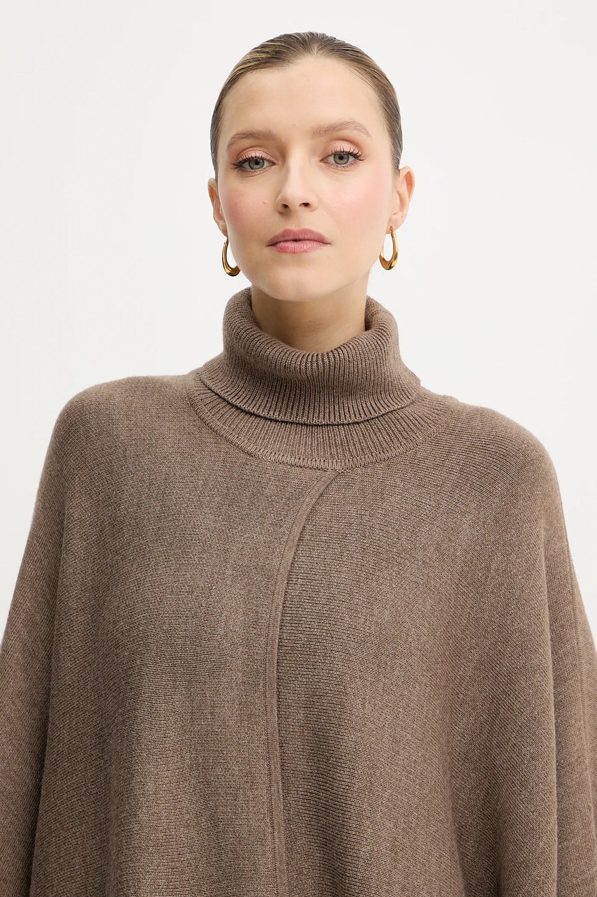 Poncho με προσθήκη μαλλιού BOSS χρώμα: καφέ, 50551146 φωτογραφία