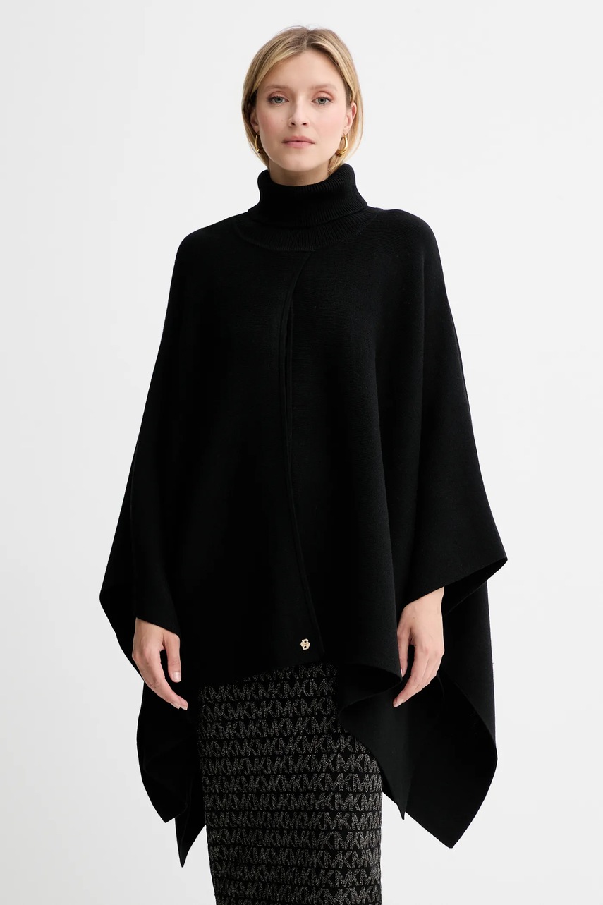 BOSS poncho de lână negru deschis 50551146