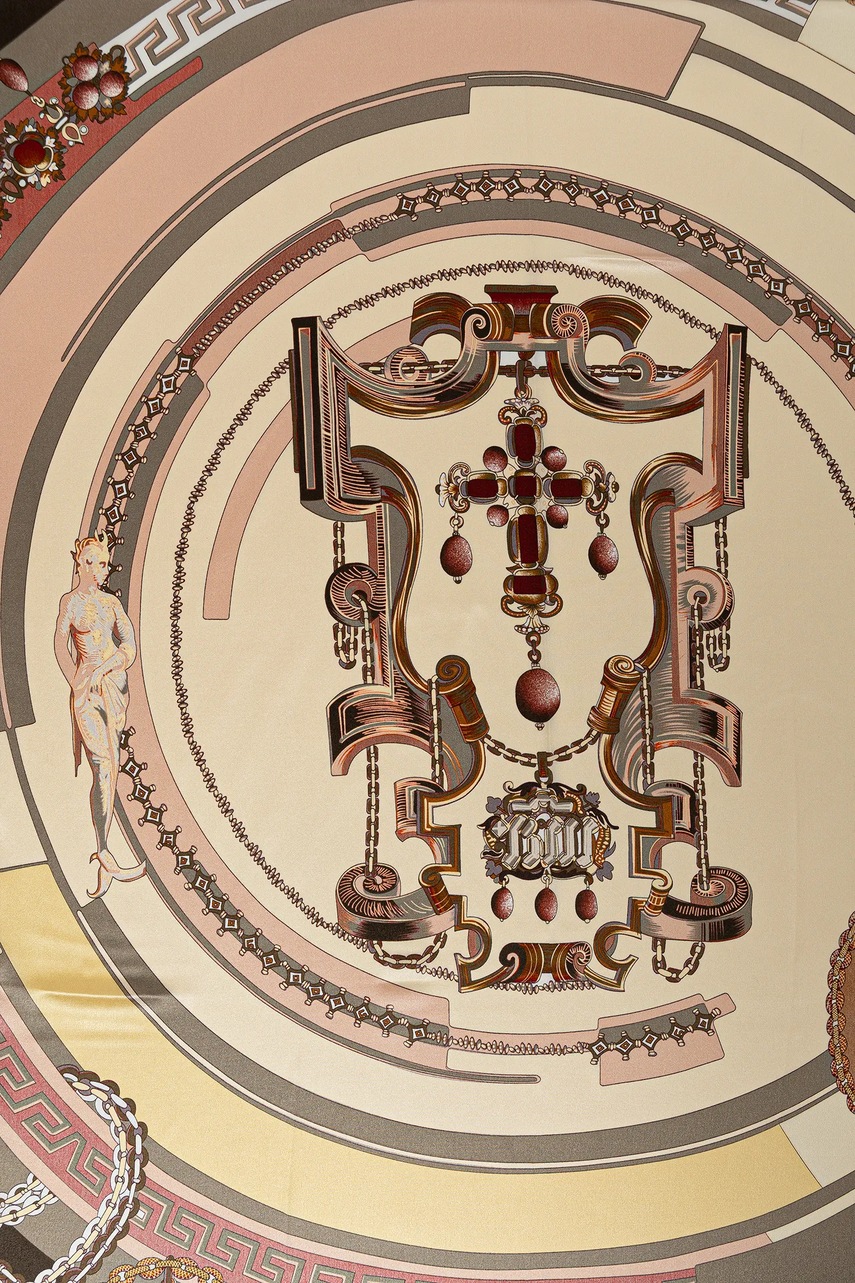 Шелковый платок Marella цвет бежевый узор 2523546017200