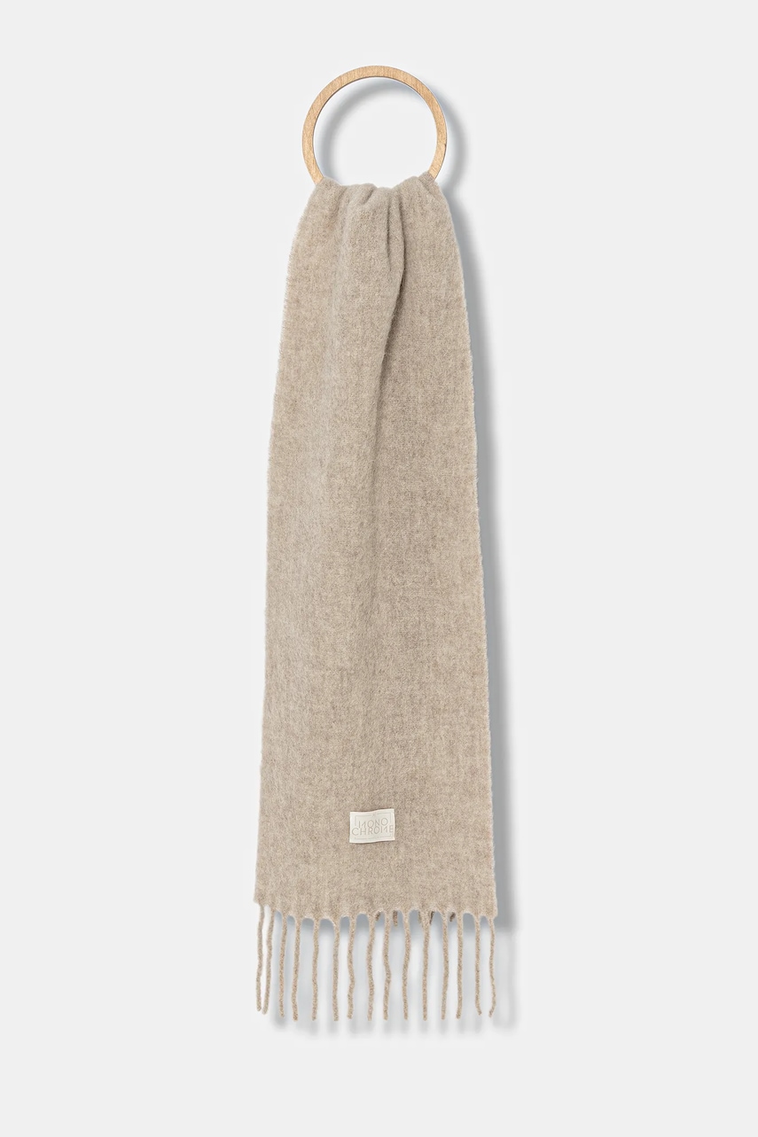 Marella fular de lână culoarea bej, uni, 2523546057200