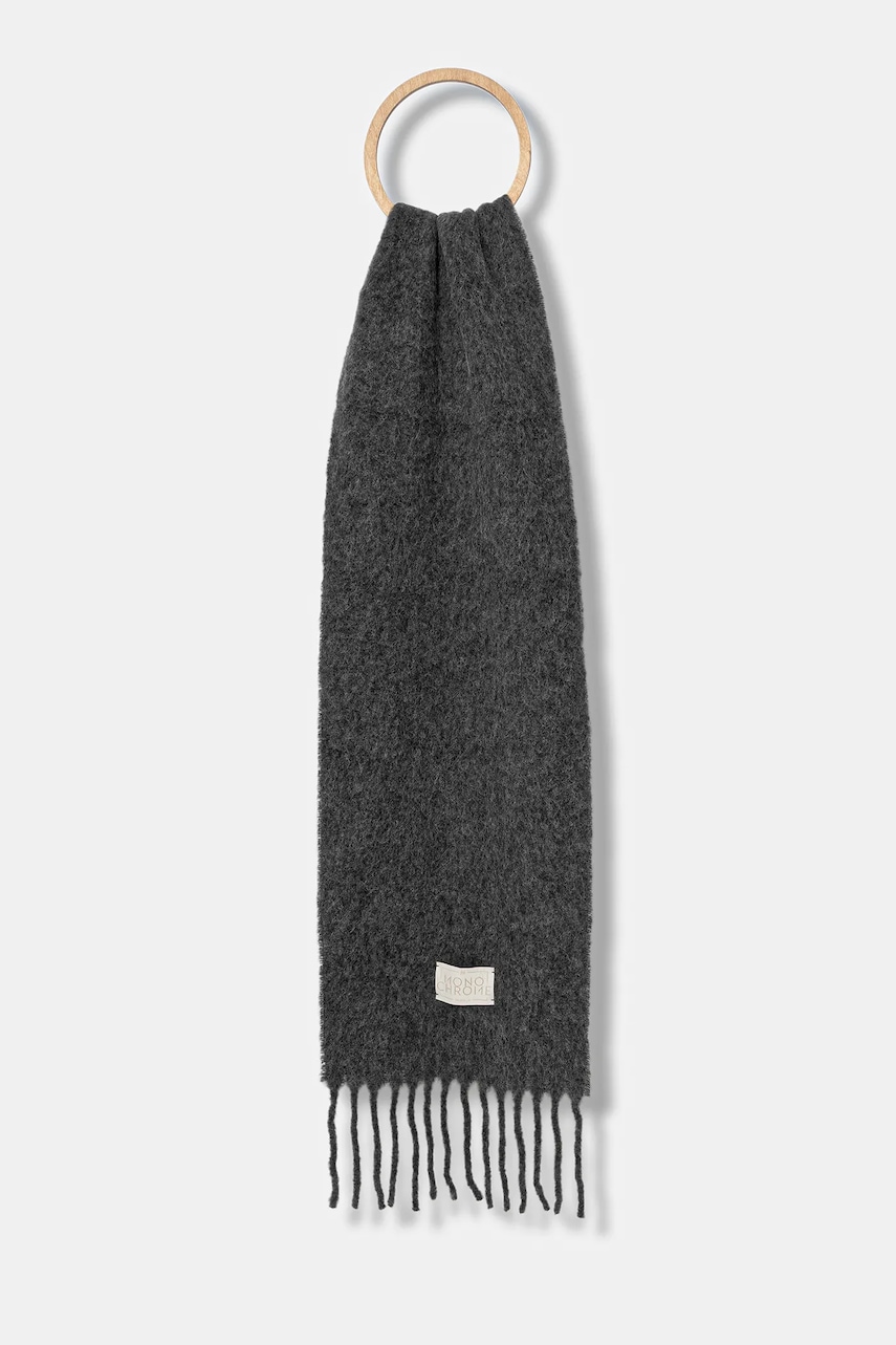 Marella fular de lână culoarea gri, uni, 2523546057200