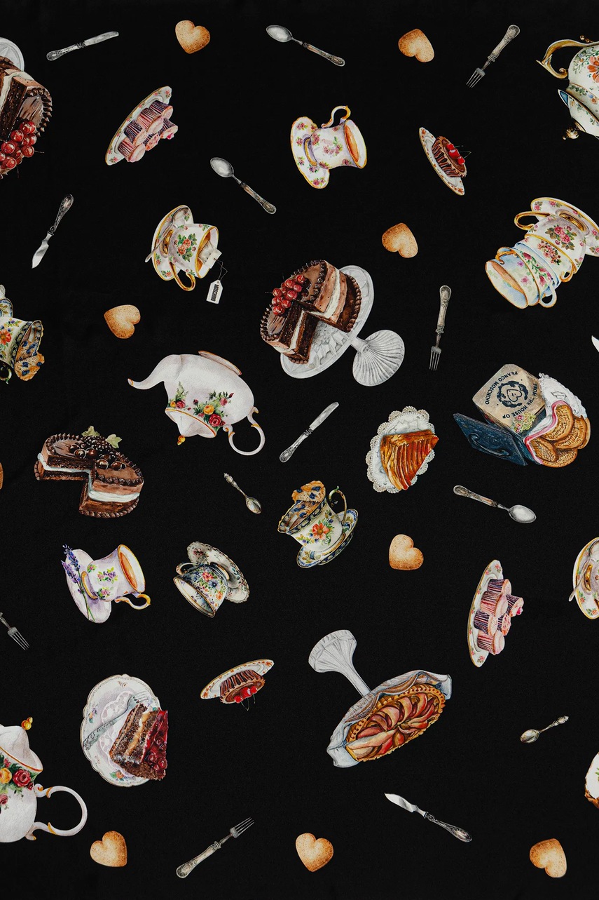 Шелковый платок на шею Moschino цвет чёрный узор M3289 3549