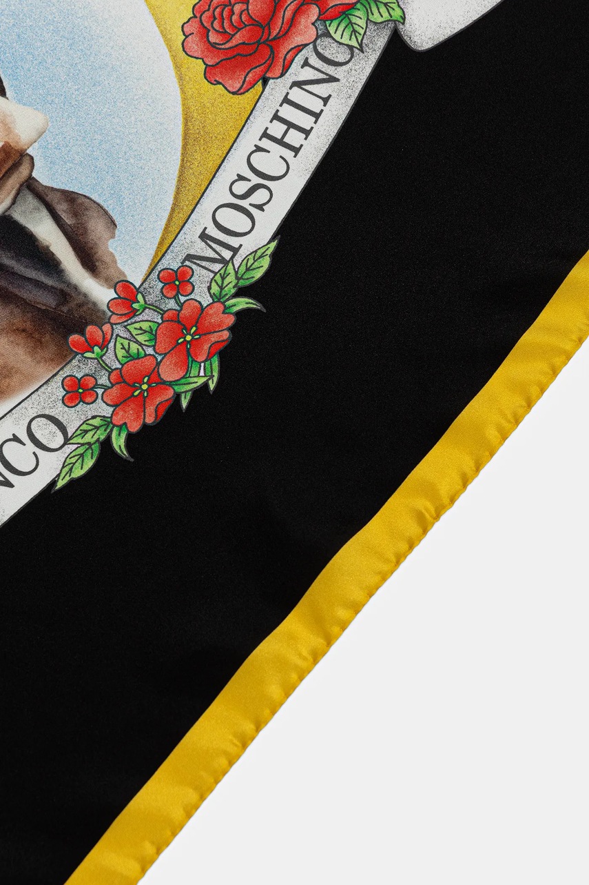Шелковый платок на шею Moschino цвет чёрный узор M3295 3548
