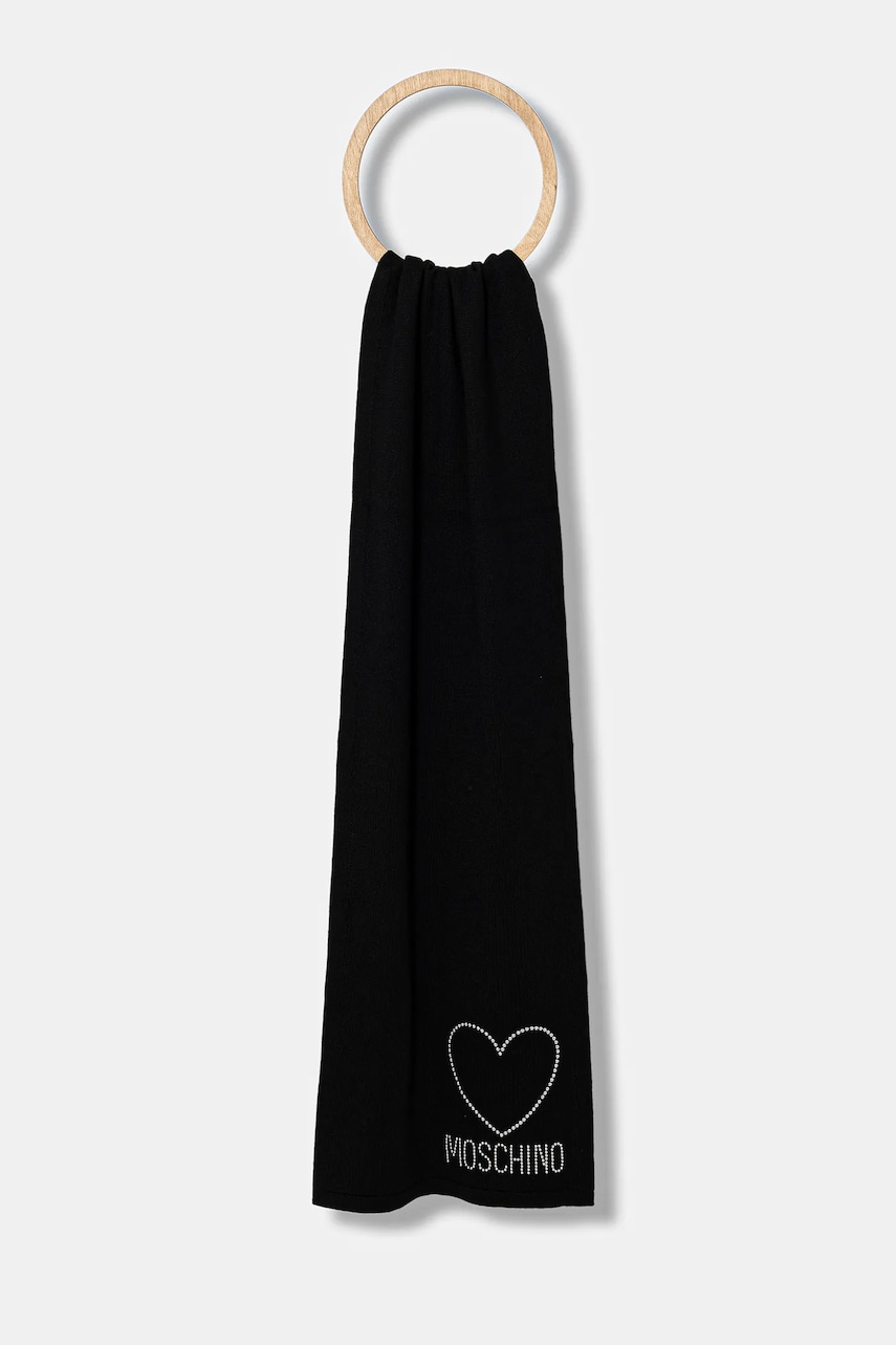Moschino eșarfă de lână culoarea negru, cu imprimeu, M3333 30839