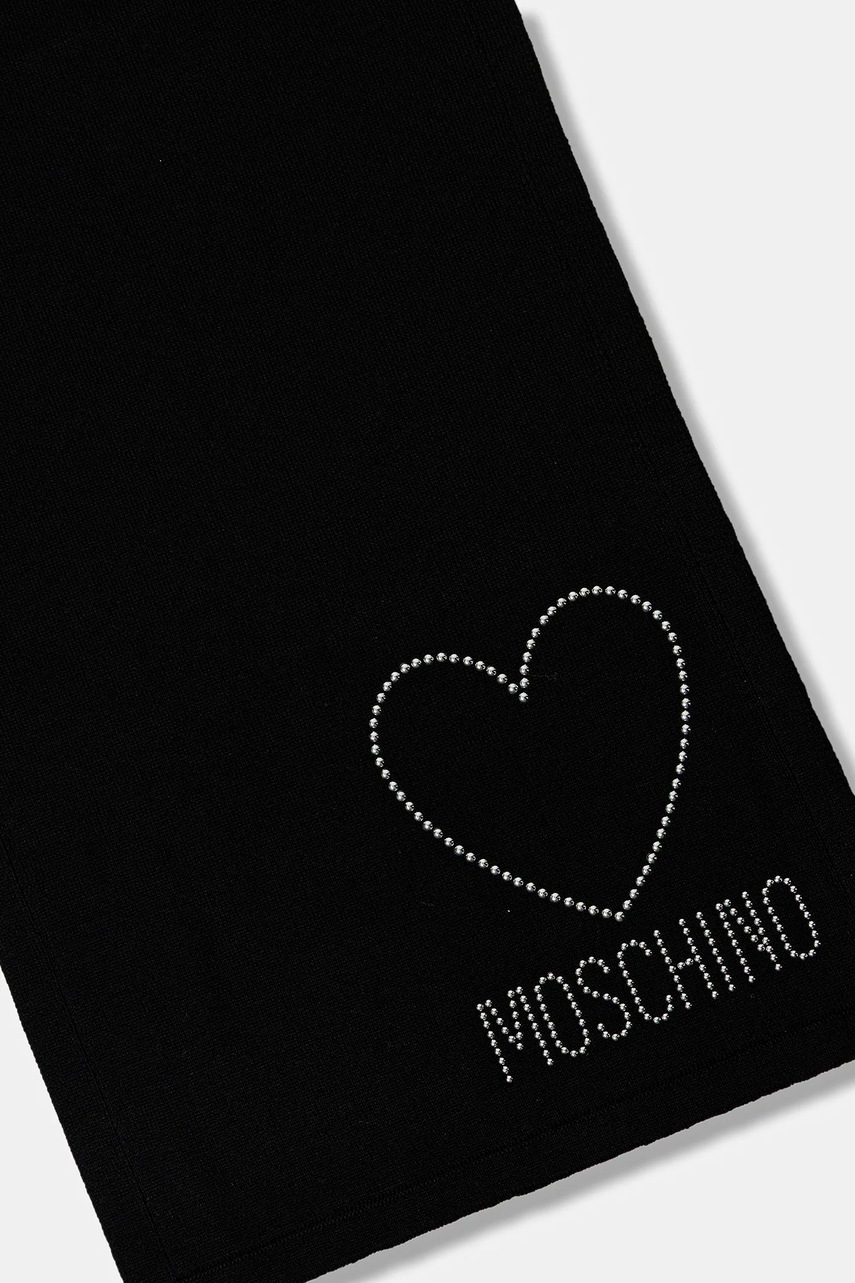 Шерстяной шарф Moschino цвет чёрный с аппликацией M3333 30839