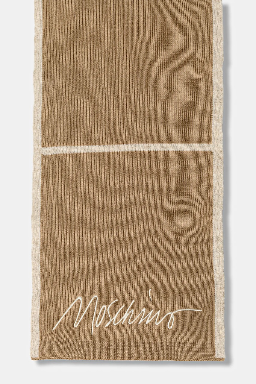 Шарф с шерстью Moschino цвет бежевый узор M3351 30843