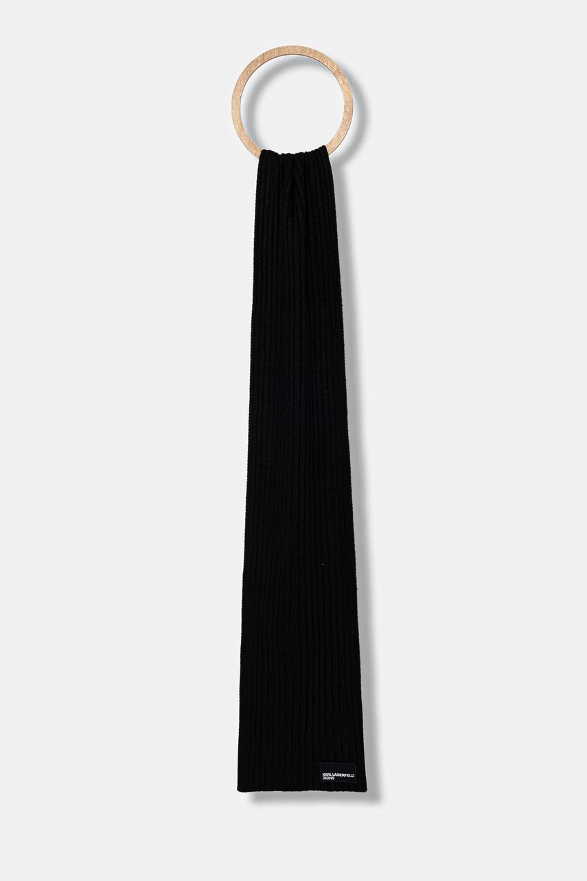 Karl Lagerfeld Jeans eșarfă din amestec de lână culoarea negru, melanj, A4W33084