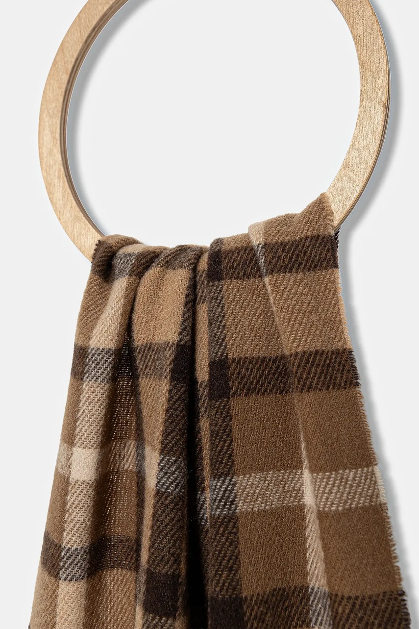 Шерстяной шарф Marc OPolo цвет коричневый узор 508808302077
