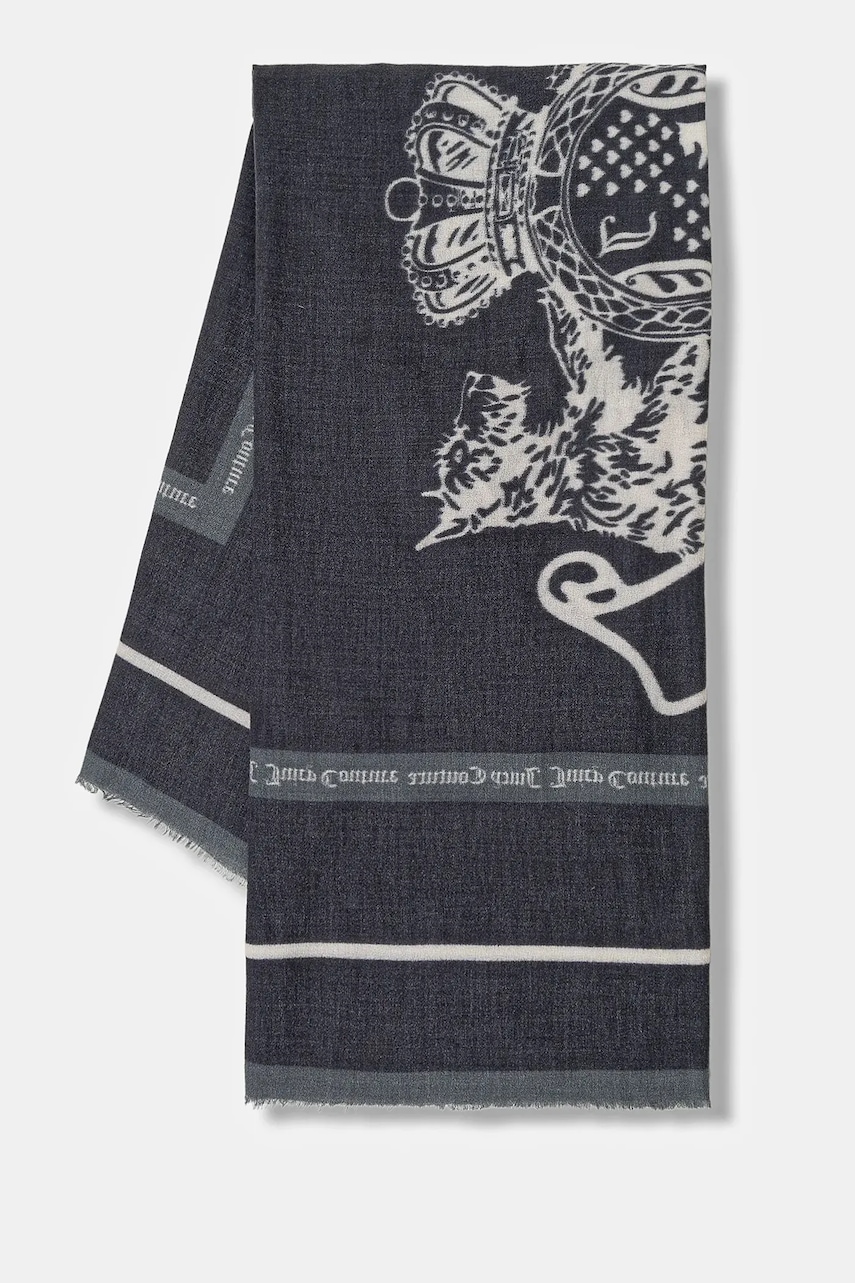 Juicy Couture eșarfă Pashmina culoarea negru, cu imprimeu, AIJFO8612WPO