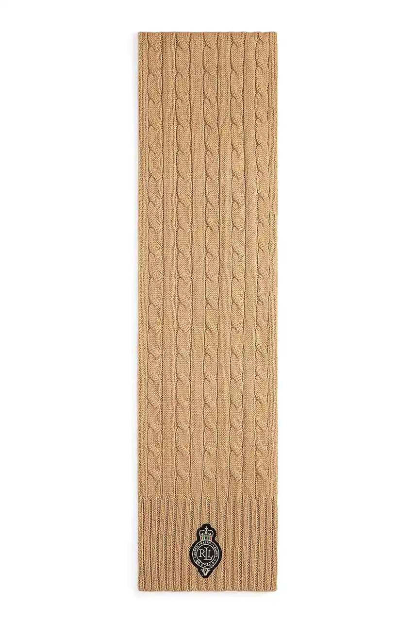 Шарф с добавлением шерсти Lauren Ralph Lauren цвет коричневый с аппликацией 454P04456