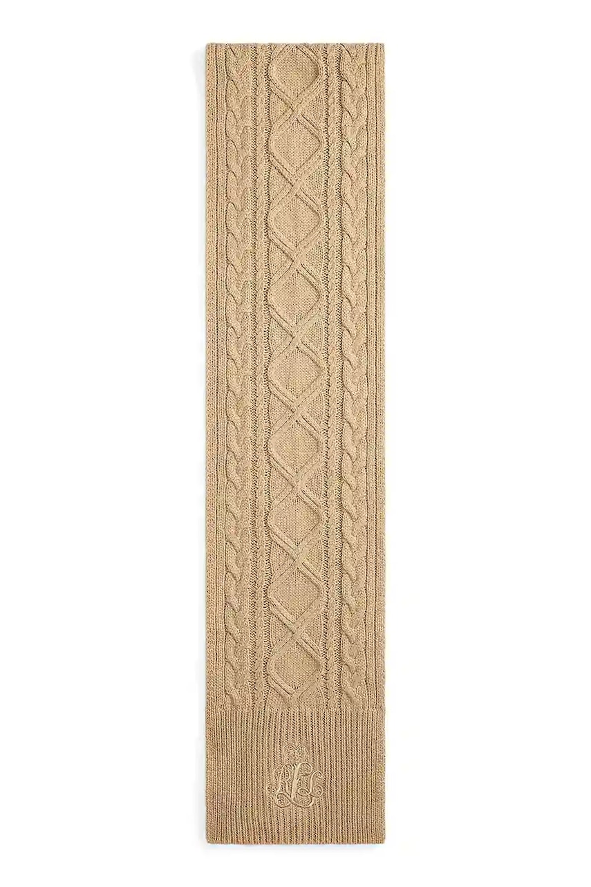 Levně Šála s přídavkem vlny Lauren Ralph Lauren béžová barva, 454P04467