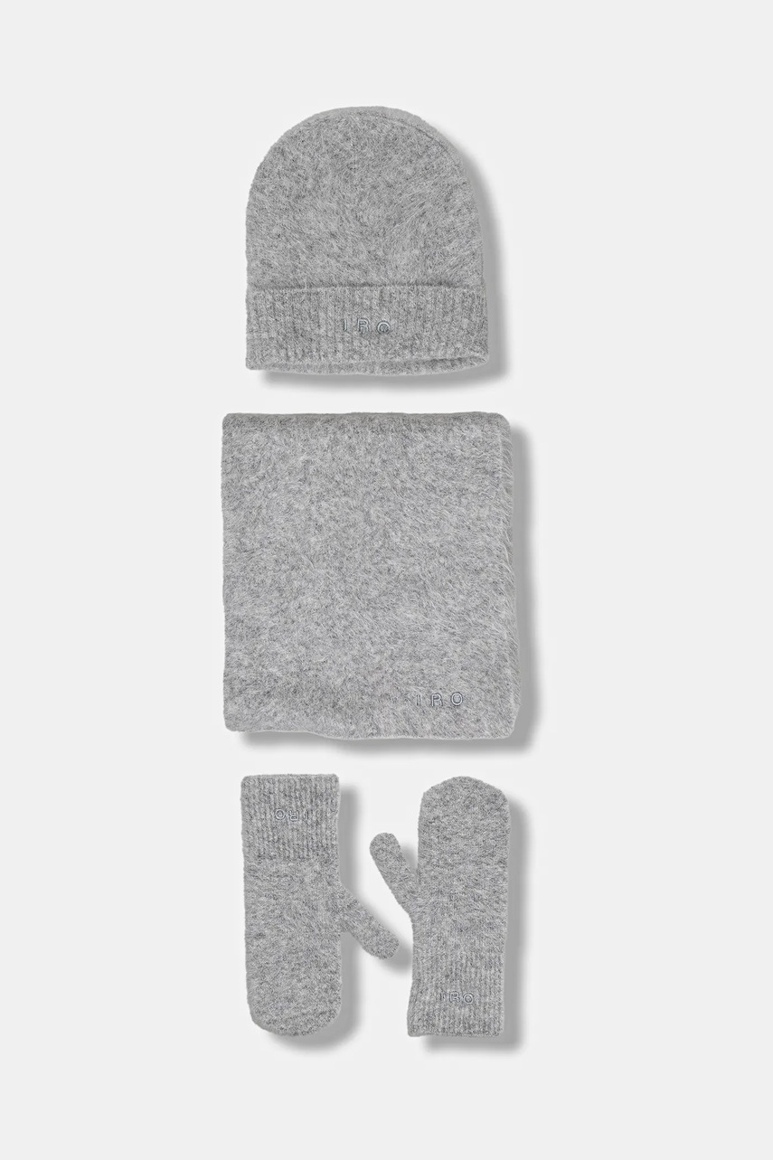 IRO caciula, sal si manusi 3-pack culoarea gri