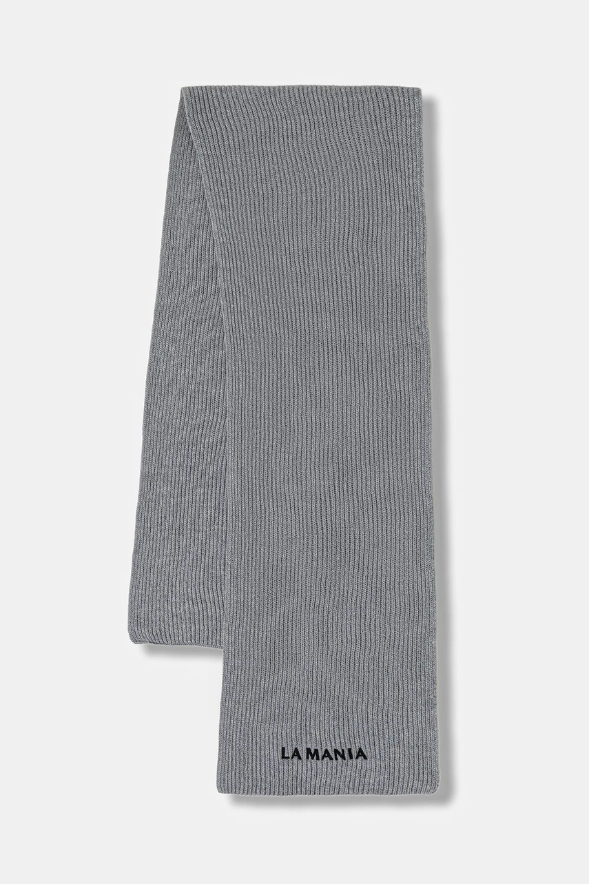 La Mania eșarfă de lână MERINOWOOL culoarea gri, uni, MERINOWOOL
