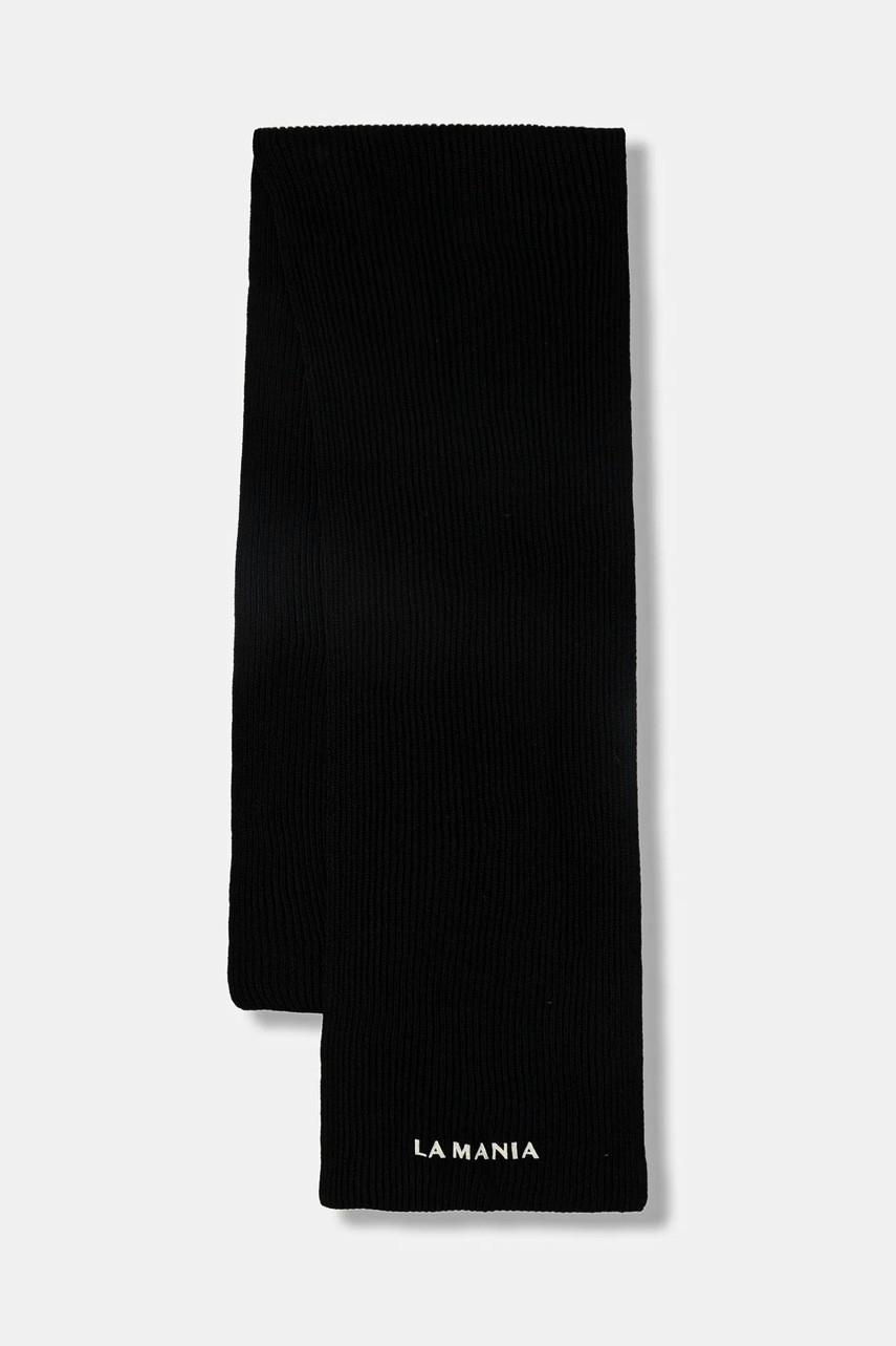 La Mania eșarfă de lână MERINOWOOL culoarea negru, uni, MERINOWOOL