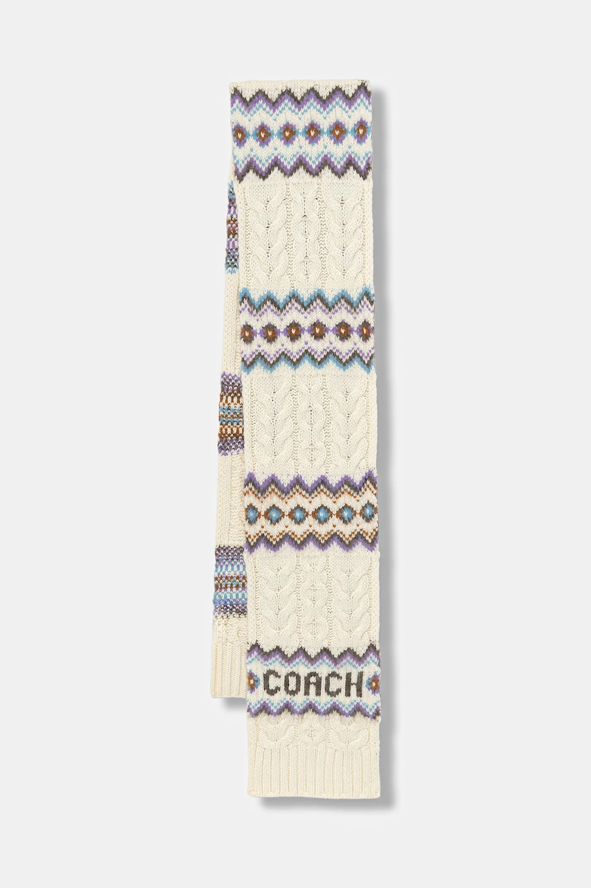 Coach eșarfă cu lână culoarea bej, cu imprimeu, 29COWC540661