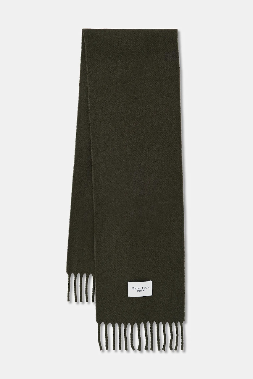 Marc O'Polo eșarfă de lână culoarea verde, uni, 5000007136