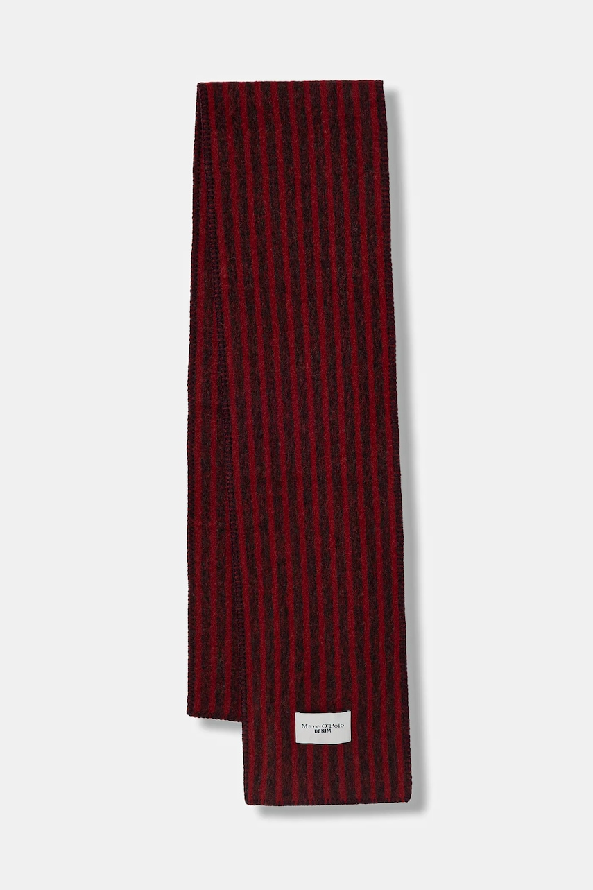 Marc O'Polo eșarfă cu lână culoarea bordo, cu imprimeu, 5000007558