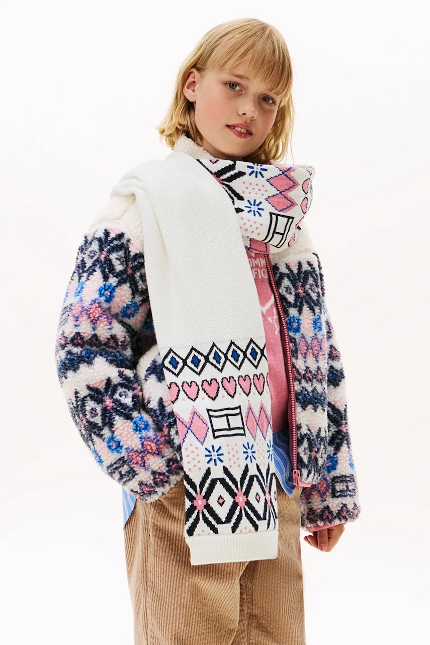 Levně Dětský bavlněný šátek Tommy Hilfiger bílá barva, KG0KG09041