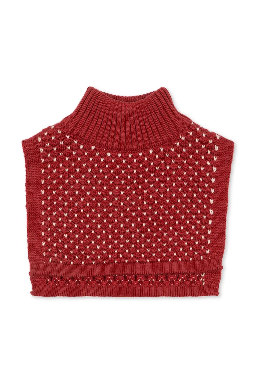 Konges Sløjd fular din lână pentru copii STRAWBERRY NECKWARMER culoarea roșu, cu imprimeu, KS103539