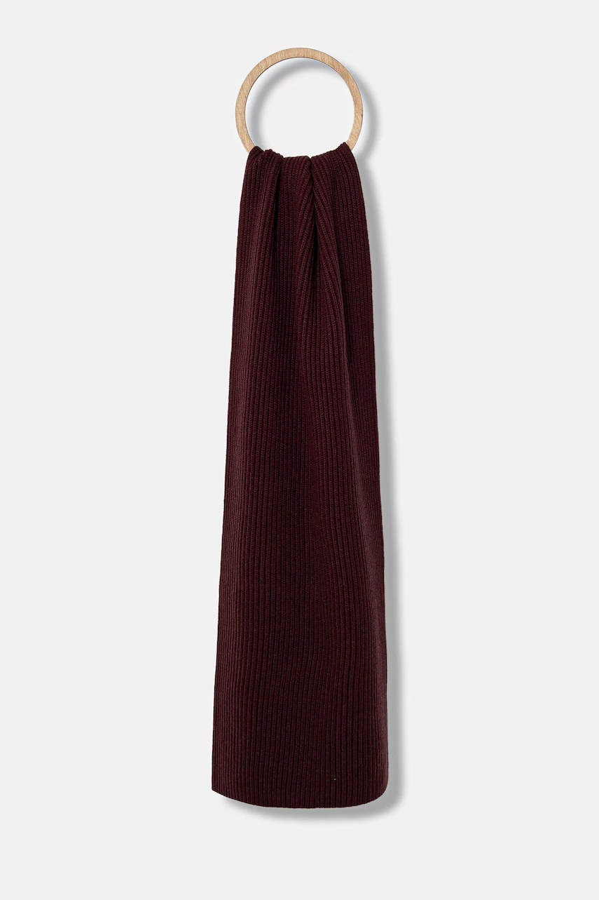 BOSS eșarfă de lână BECKHAM X BOSS culoarea bordo, uni, 50552883