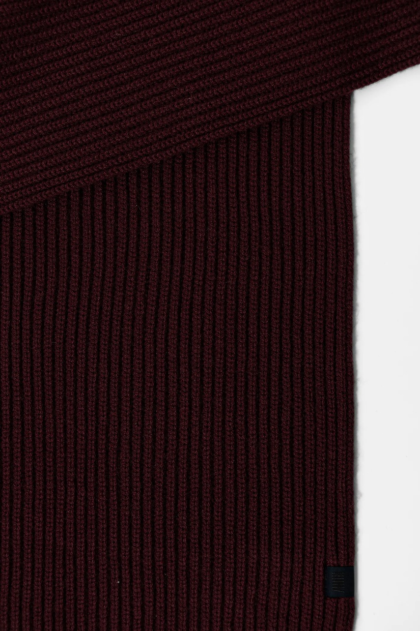 Шерстяной шарф BOSS BECKHAM X BOSS цвет бордовый однотонный 50552883