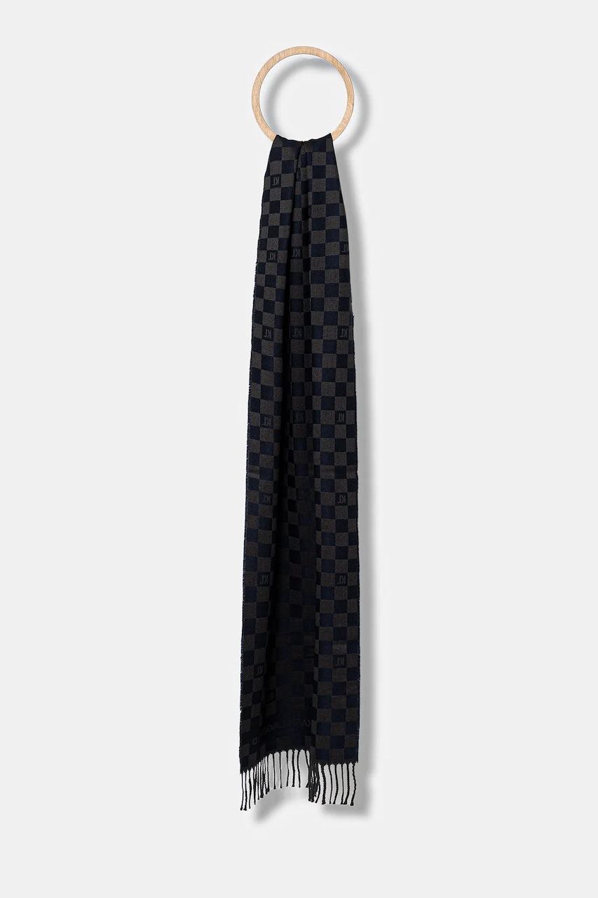 Karl Lagerfeld eșarfă cu lână culoarea bleumarin, cu imprimeu, 554131.805001