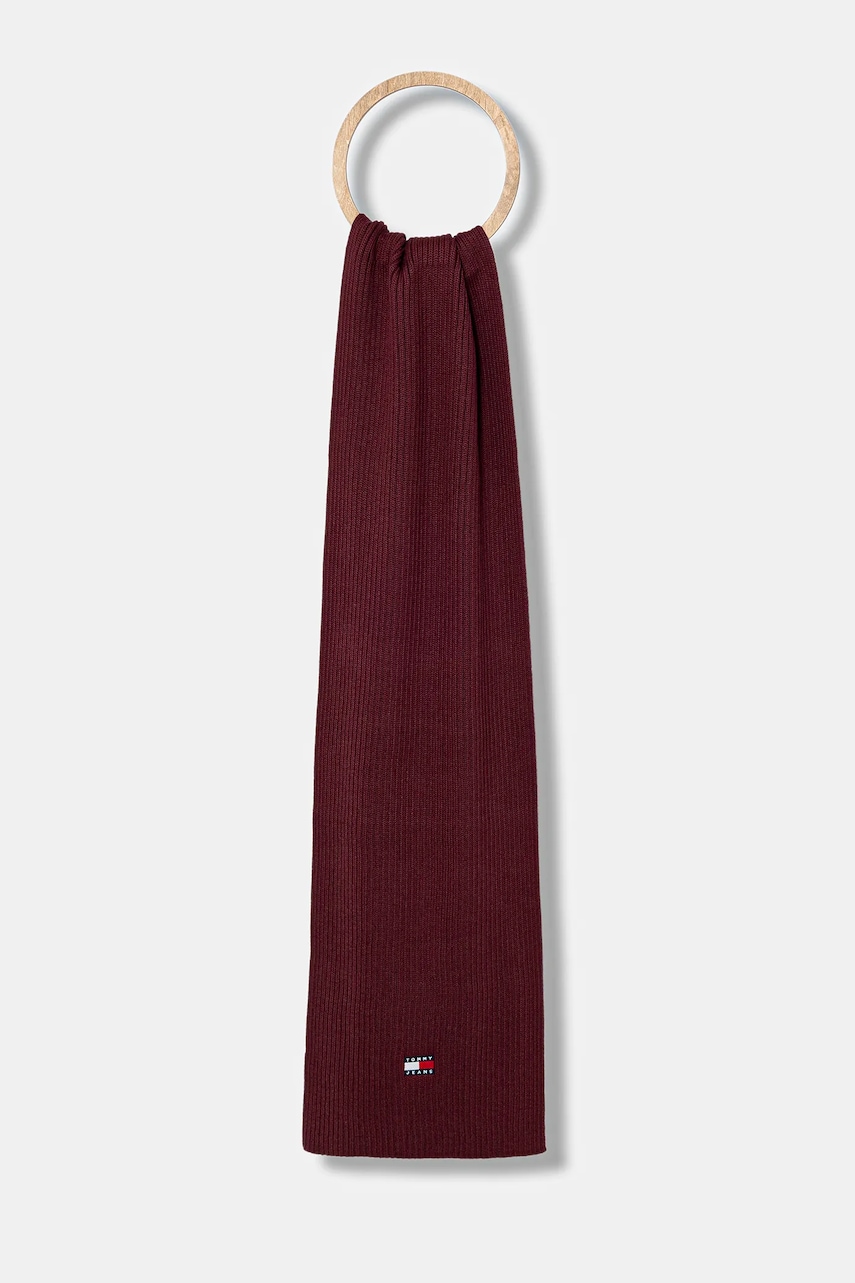 Tommy Jeans eșarfă din bumbac culoarea bordo, uni, AM0AM13683