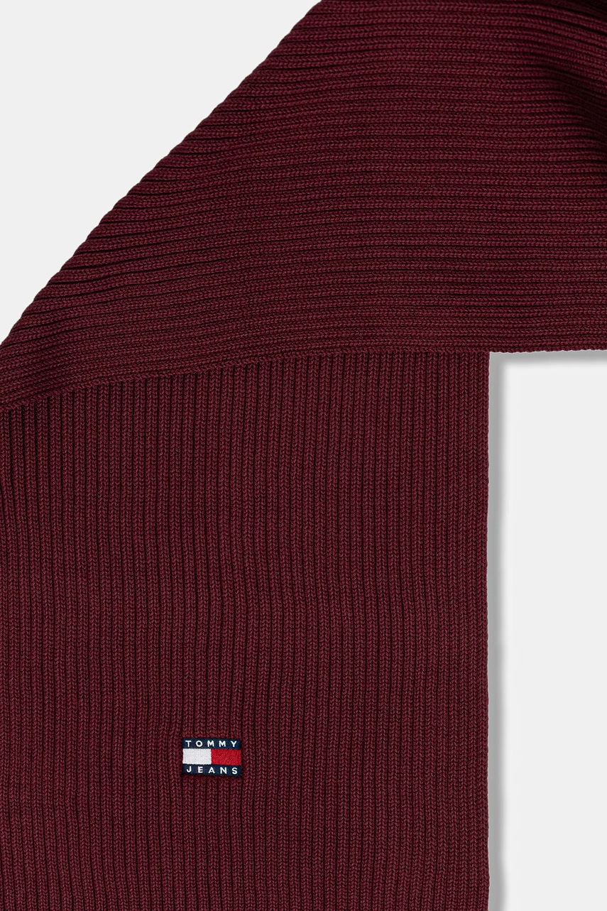 Хлопковый шарф Tommy Jeans цвет бордовый однотонный AM0AM13683