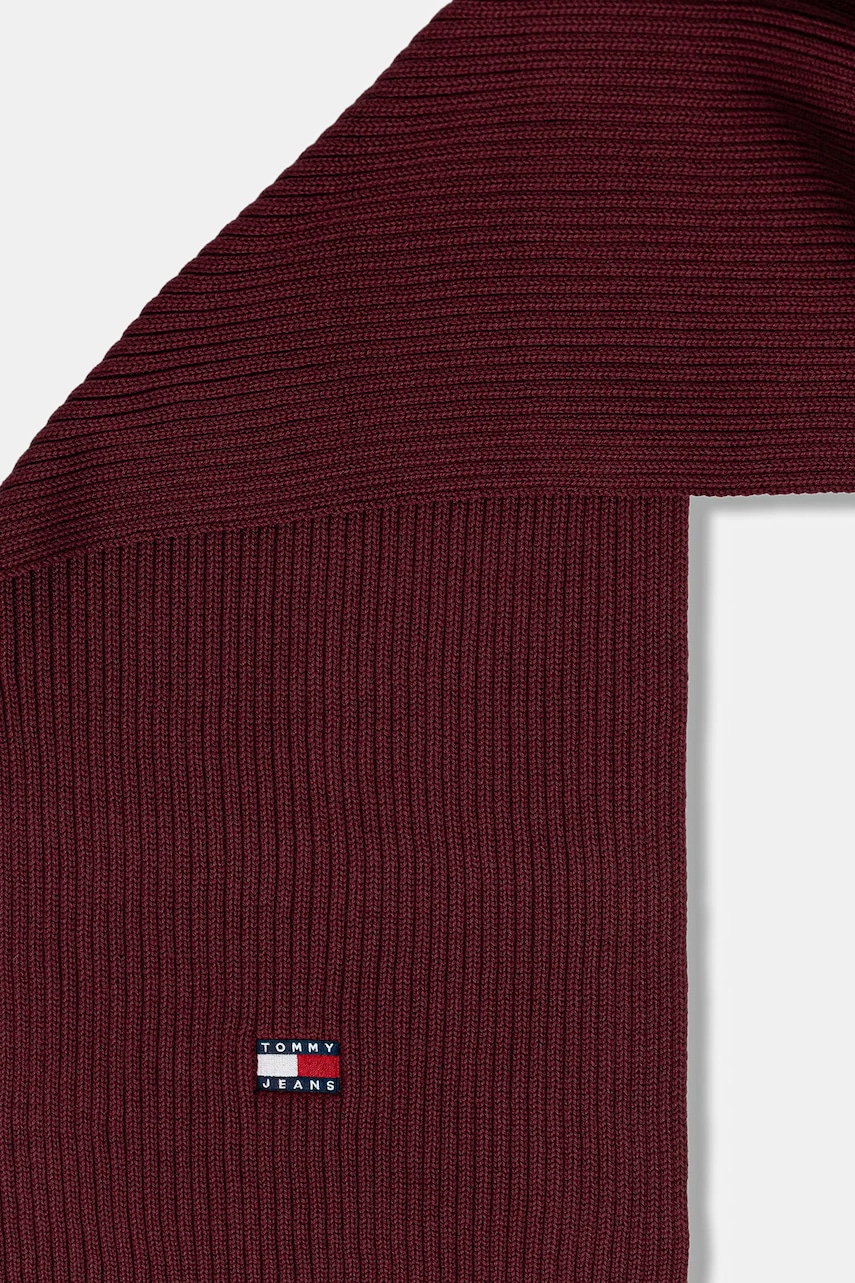 Хлопковый шарф Tommy Jeans цвет бордовый однотонный AM0AM13683 Хлопковый шарф Tommy Jeans цвет бордовый однотонный AM0AM13683