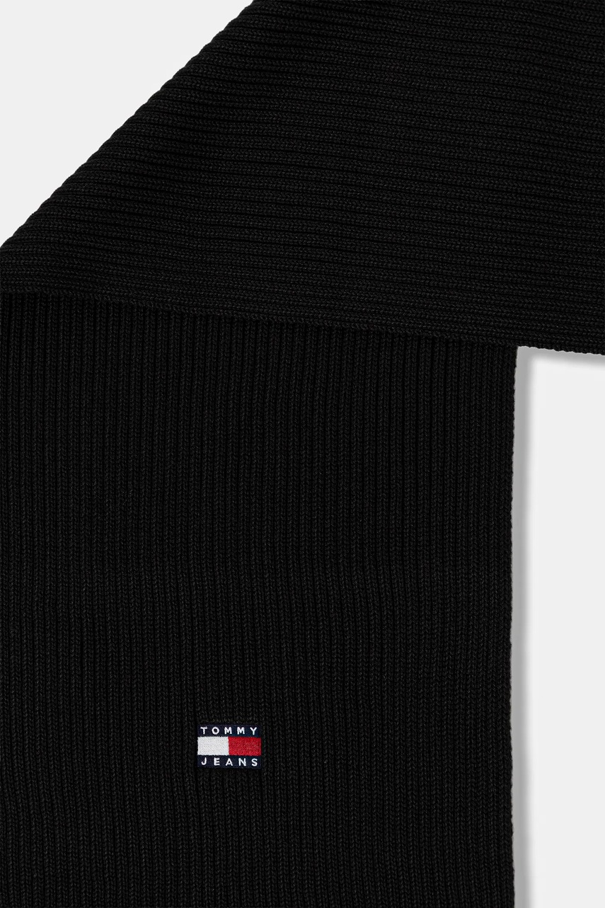 Хлопковый шарф Tommy Jeans цвет чёрный однотонный AM0AM13683