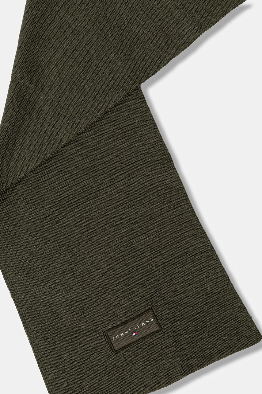 Хлопковый шарф Tommy Jeans цвет зелёный однотонная AM0AM13685