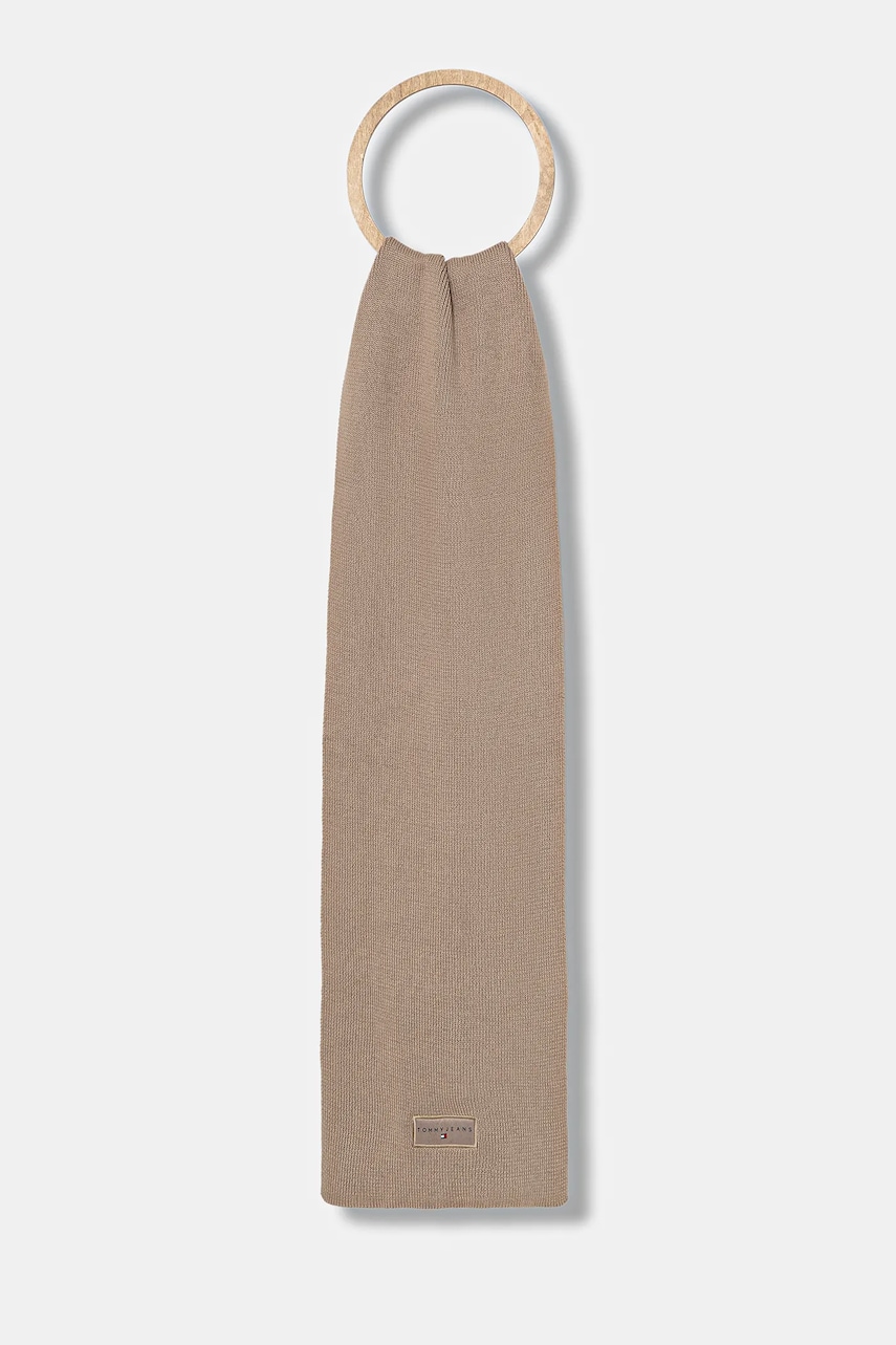 Tommy Jeans eșarfă din bumbac culoarea maro, uni, AM0AM13685